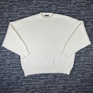 Dazy Ribbed Knit Sweater Mens XL Cream Oversized Slouchy Crewneck Minimalist